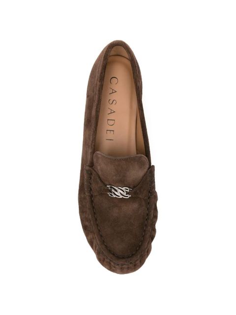 Casadei C-Chain suede loafers - Brown