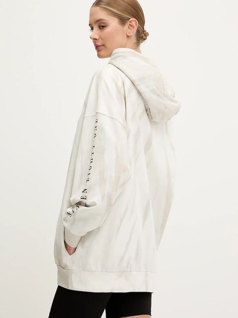 Guess bluza damska kolor szary z kapturem wzorzysta V5GQ16 KCRQ0