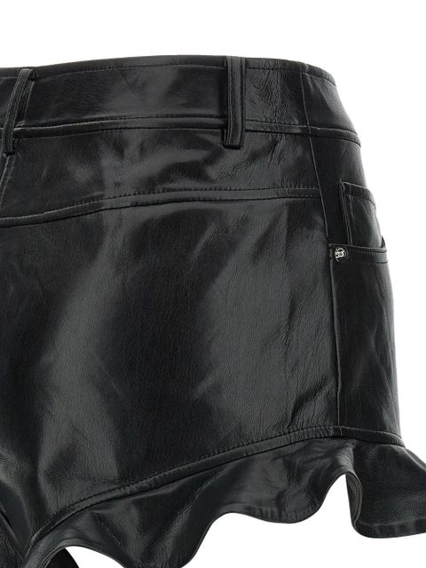 Self-Portrait ruffled five-pocket shorts - Black