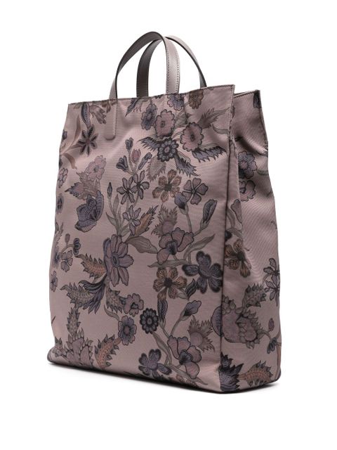 Gucci floral-print tote bag - Brown