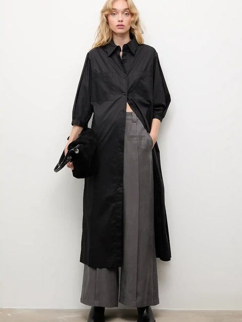 Answear.LAB sukienka bawełniana kolor czarny maxi prosta