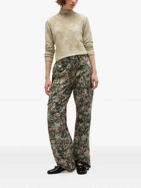 GANNI flower jacquard mockneck sweater - Green - zdjęcie produktu nr 2