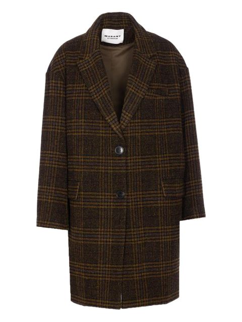 MARANT ÉTOILE checked V-neck wool single breasted coat - Brown - zdjęcie produktu nr 1