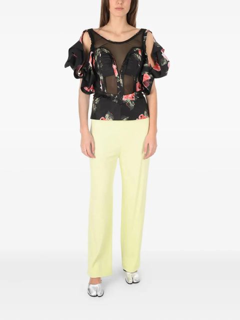 Maison Margiela floral-print mesh-panel blouse - Black - zdjęcie produktu nr 2