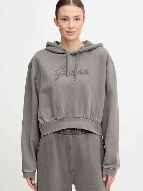 Guess bluza bawełniana MISTY damska kolor szary z kapturem wzorzysta V5RQ16 KCOS1 - zdjęcie produktu nr 1
