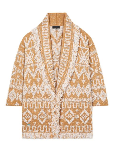 Alanui Send Beat geometric-pattern fringed cardi-coat - Neutrals - zdjęcie produktu nr 1