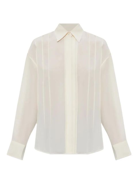 Victoria Beckham pleated-detail silk shirt - Neutrals - zdjęcie produktu nr 1