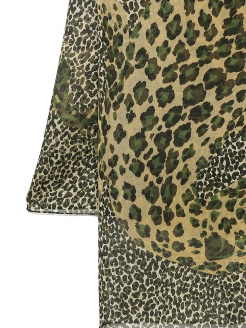 Saint Laurent leopard-print scarf - Green