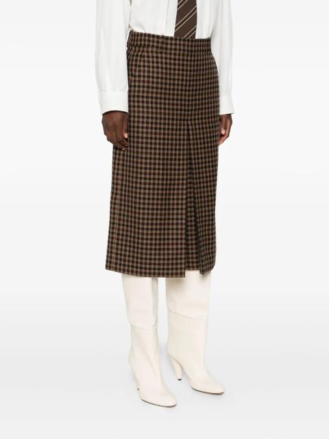 Saint Laurent gingham-check straight-leg culottes - Brown