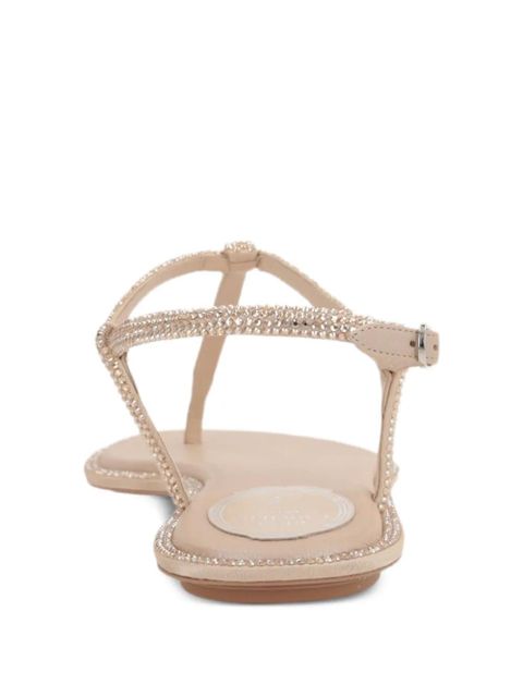 René Caovilla Diana rhinestone-embellished ankle-strap sandals - Neutrals