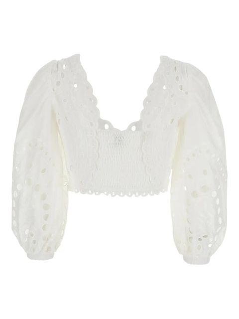 Charo Ruiz Ibiza eyelet detail crop blouse - White