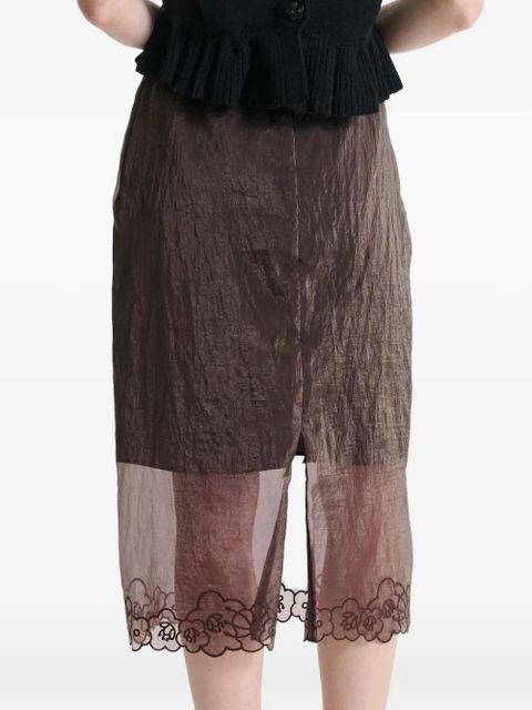 Cecilie Bahnsen floral-trim briaskirt skirt - Brown