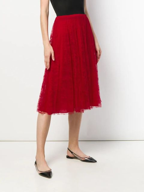 Valentino Garavani pleated chantilly lace skirt - Red - zdjęcie produktu nr 2