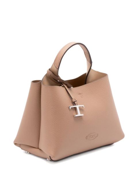 Tod's logo-charm leather tote bag - Neutrals