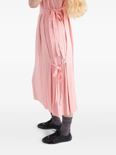 Prada bow-embellished crepe midi dress - Pink