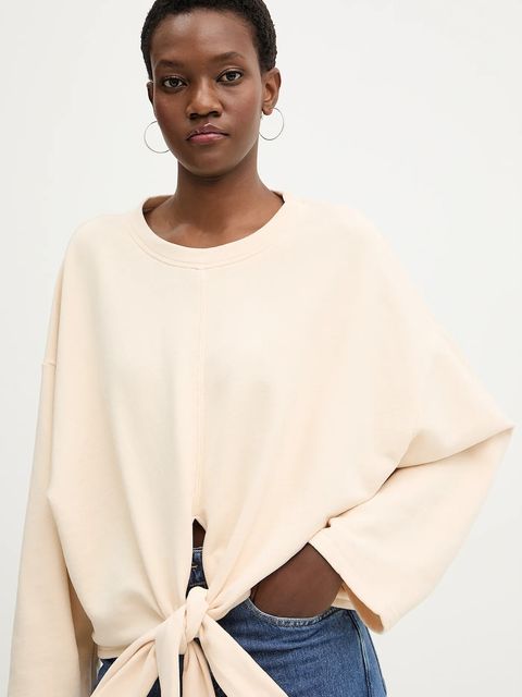 BOSS Orange bluza bawełniana C Ewani damska kolor beżowy gładka 50553456