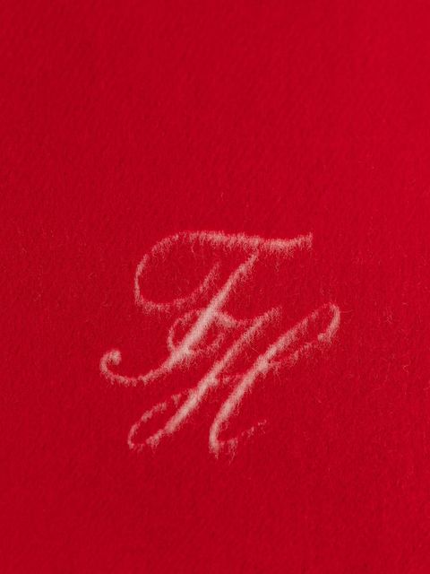 Tommy Hilfiger szalik wełniany damski kolor czerwony gładki AW0AW18222