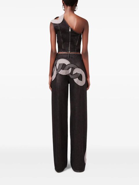 AREA chain-detail off-shoulder top - Grey