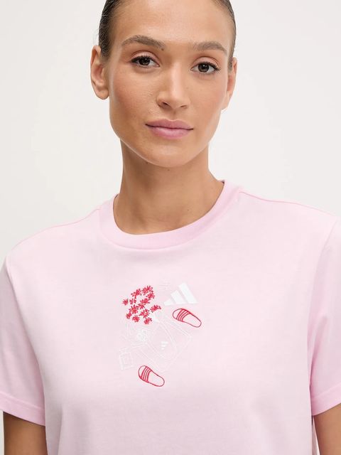 adidas t-shirt bawełniany W MINI damski kolor różowy JV6088