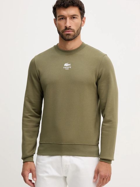 Lacoste bluza bawełniana kolor zielony z nadrukiem SH2736