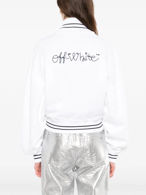 Off-White logo-embroidered striped bomber jacket