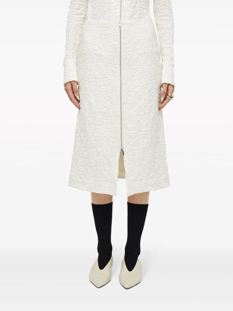 Jil Sander textured-finish zip-up midi skirt - White