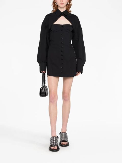 The Attico cut-out bustier shirtdress - Black - zdjęcie produktu nr 2