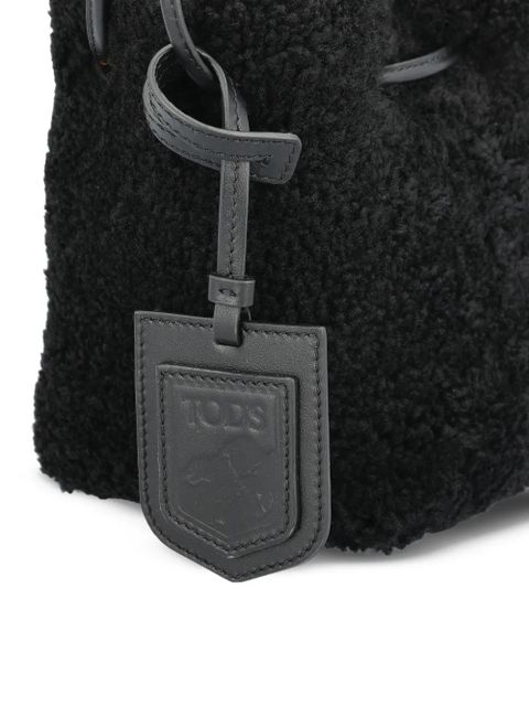 Tod's drawstring shearling bucket bag - Black