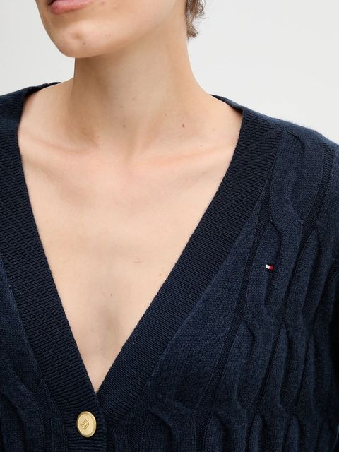 Tommy Hilfiger kardigan wełniany kolor granatowy WW0WW43089