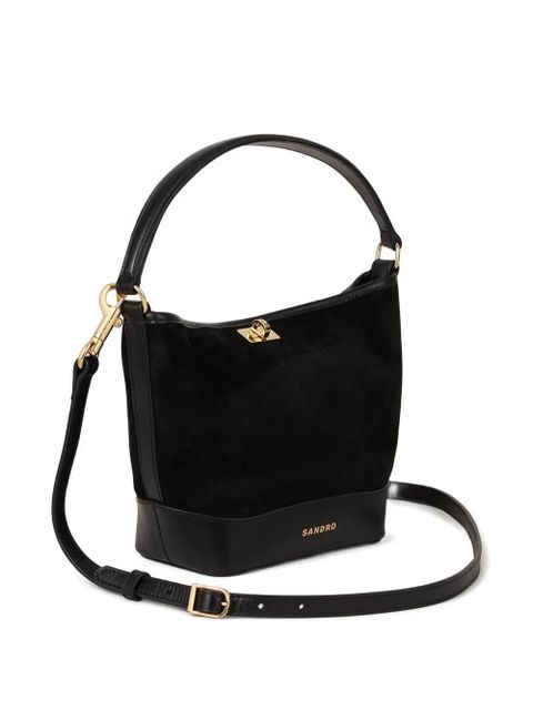 SANDRO suede leather bucket bag - Black