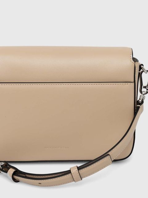 Karl Lagerfeld torebka skórzana kolor beżowy