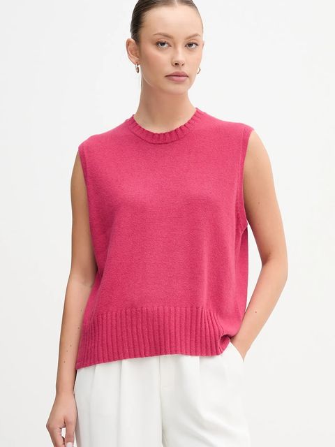 United Colors of Benetton kamizelka z dodatkiem wełny kolor różowy lekki 126WD10BA - zdjęcie produktu nr 1