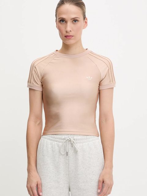 adidas Originals t-shirt 3-Stripe Spandex damski kolor beżowy JJ0909 - zdjęcie produktu nr 1