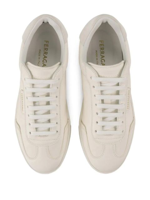 Ferragamo suede-panelled leather sneakers - White