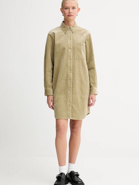 Marc O'Polo sukienka sztruksowa kolor zielony mini prosta 5000007111