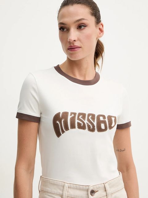 Miss Sixty t-shirt damski kolor beżowy 6S3SJ51500