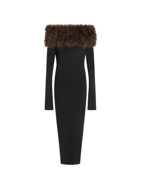 16Arlington Canter feather-trim midi dress - Black - zdjęcie produktu nr 1