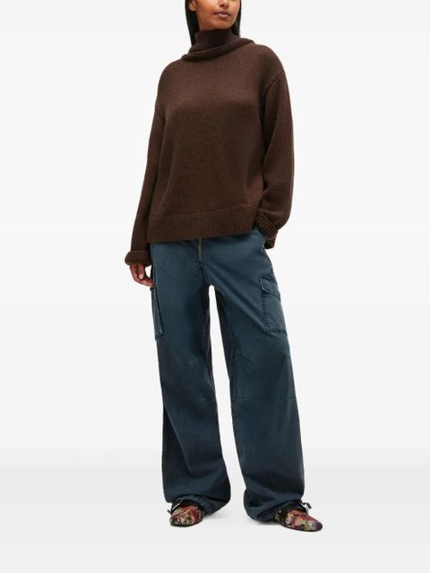 GANNI high-neck open-back pullover - Brown