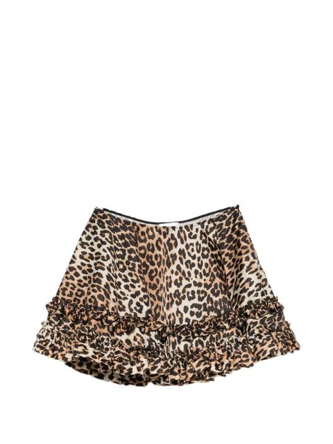 GANNI ruffled leopard-print mini skirt - Brown - zdjęcie produktu nr 1