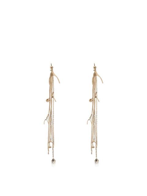 Alexander McQueen Wishbone crystal-embellished drop earrings - Gold