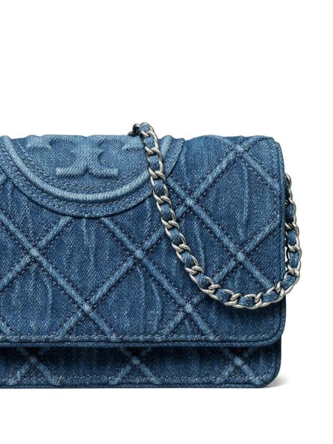 Tory Burch Fleming Soft denim chain cross body bag - Blue