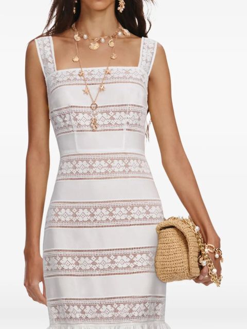 Self-Portrait lace-insert ruffled dress - White