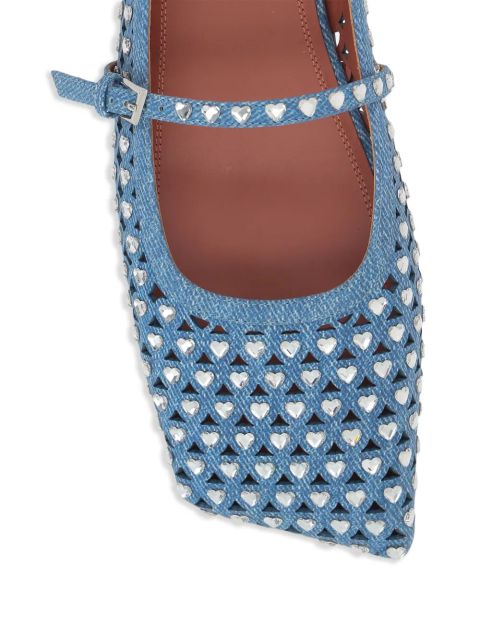 Amina Muaddi Anne embellished ballerina shoes - Blue