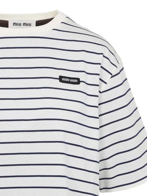Miu Miu striped logo T-shirt - White