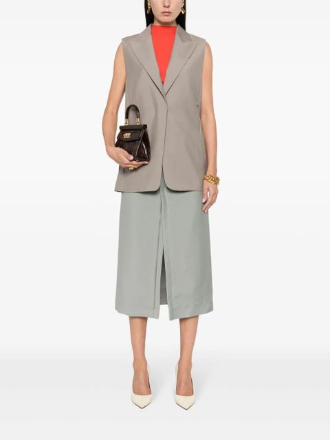 FENDI embroidered-logo mohair-wool waistcoat - Brown