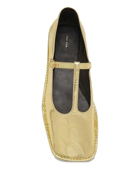The Row T-strap square-toe ballet flats - Gold - zdjęcie produktu nr 2
