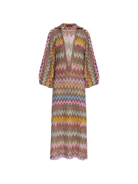 Missoni zigzag-knit metallic maxi dress - Brown - zdjęcie produktu nr 1