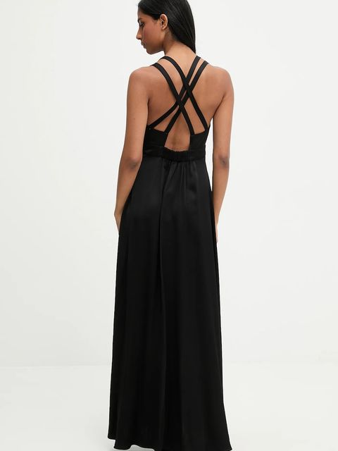 Answear.LAB sukienka kolor czarny maxi rozkloszowana