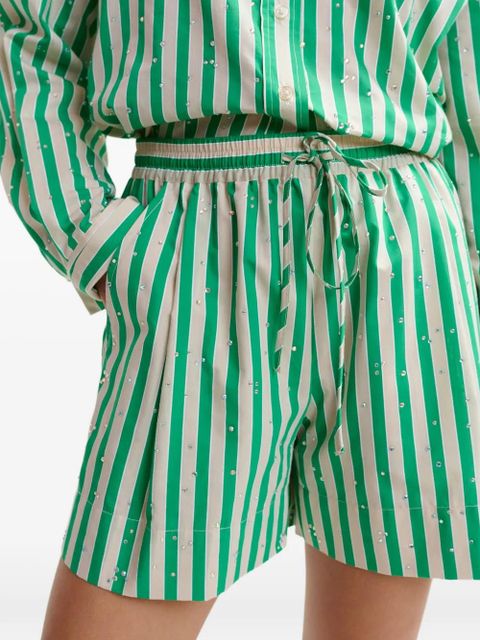 Essentiel Antwerp striped rhinestone-embellished shorts - Green