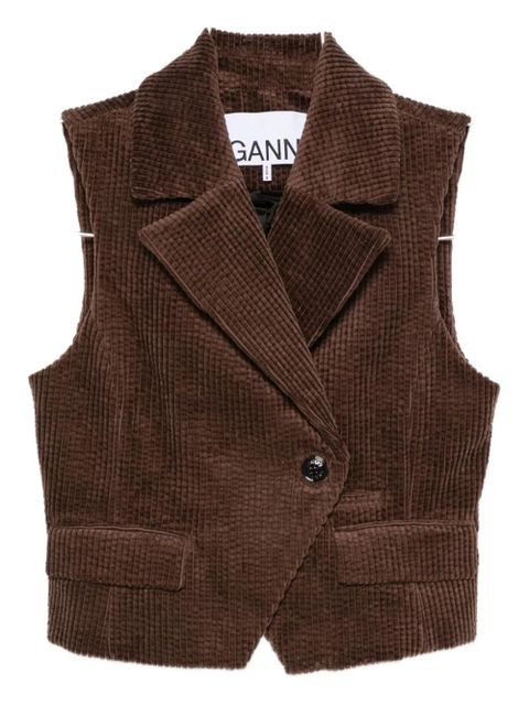 GANNI corduroy buttoned waistcoat - Brown